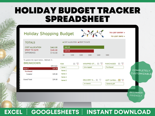 Christmas Budget Template Excel Christmas Budget Planner Christmas Bud