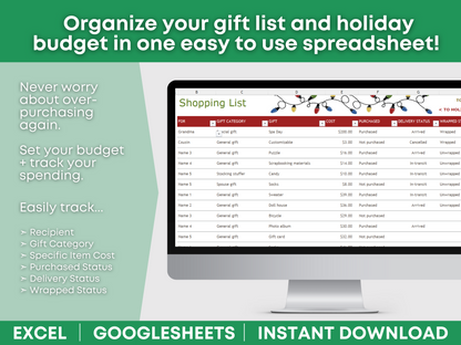 Christmas Budget Template Excel Christmas Budget Planner Christmas Bud