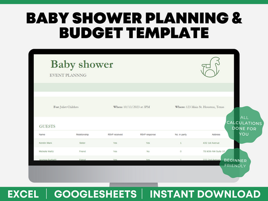 Baby shower budget template excel