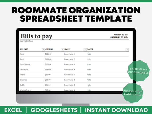 Roommate Budget Template,