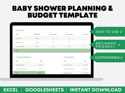 baby shower budget template google sheets