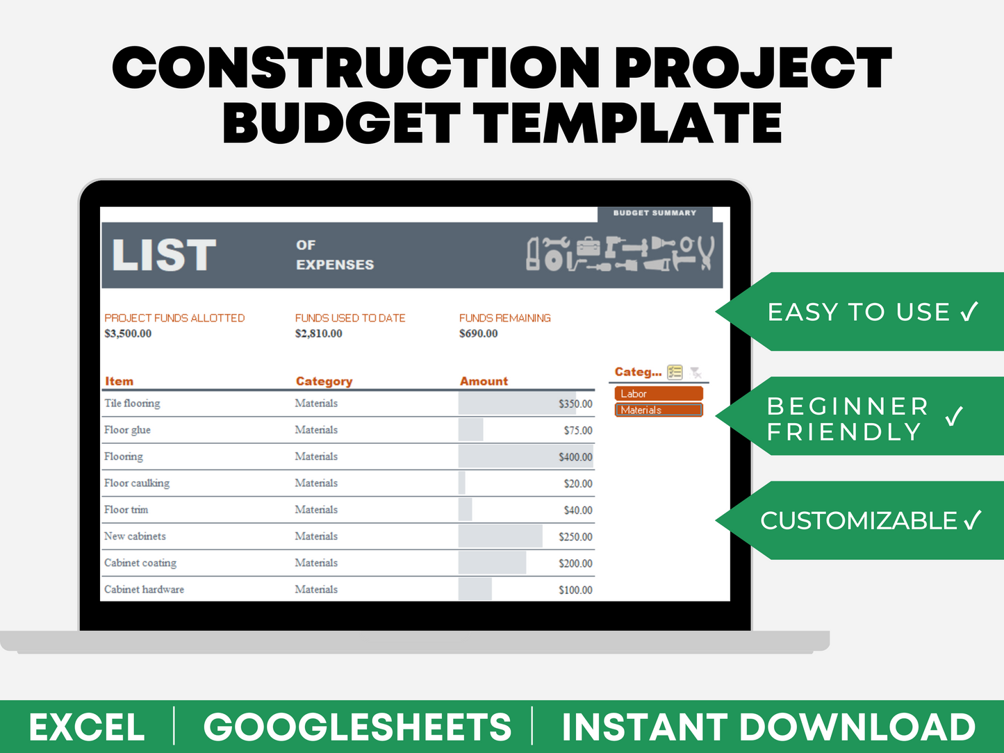 Home Remodel Budget Template