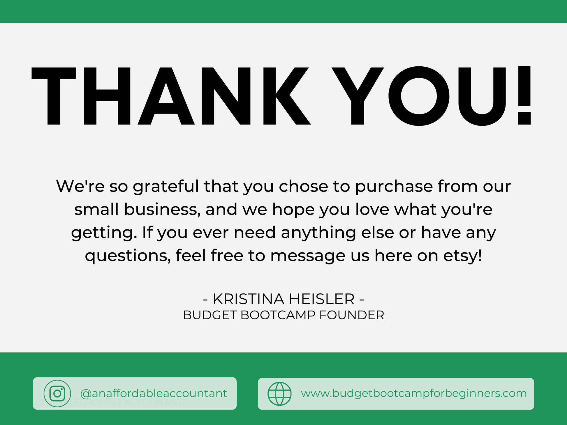 Thank you for purchasing from a small business. Thank you for purchasing and supporting women in business.