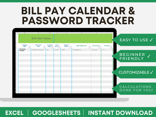 Bills tracker template spreadsheet, bills tracker template Google sheets, monthly bills, monthly bill organizer, monthly bill tracker, monthly bills template, monthly bill organizer password spreadsheet template, Google sheets password spreadsheet, Excel