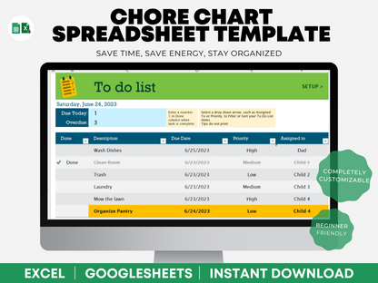 Kids Chore Chart Template Excel