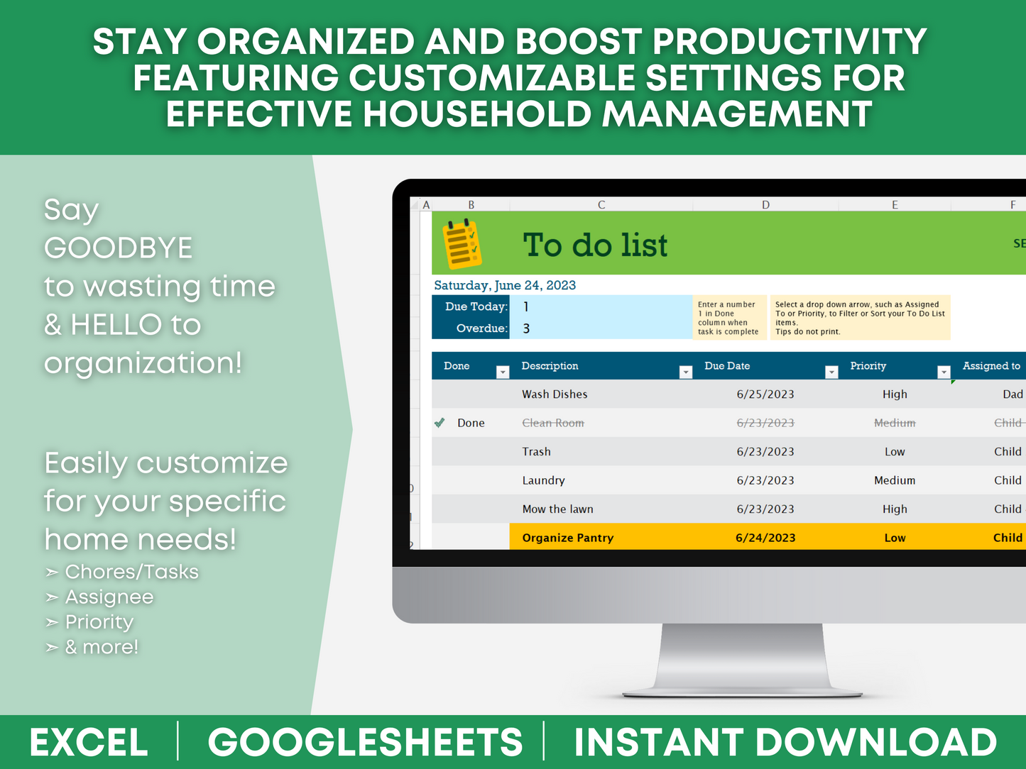  Excel Chore Chart Template