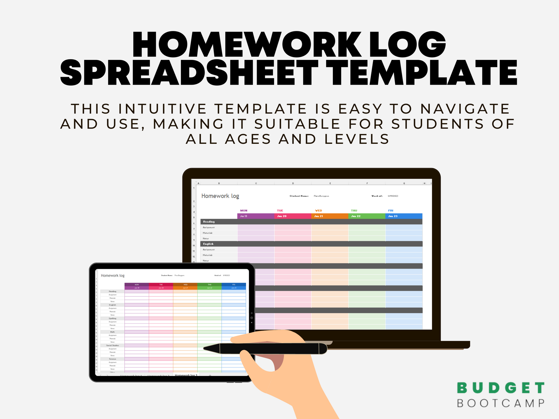 Excel Homework Tracker Log