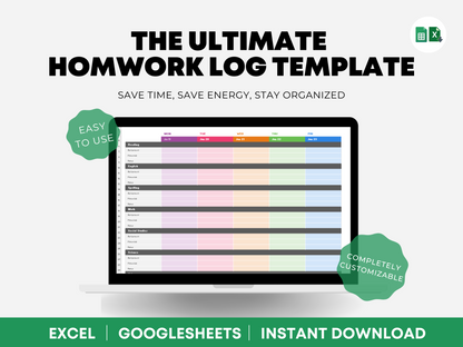 Homework Tracker Template Excel,