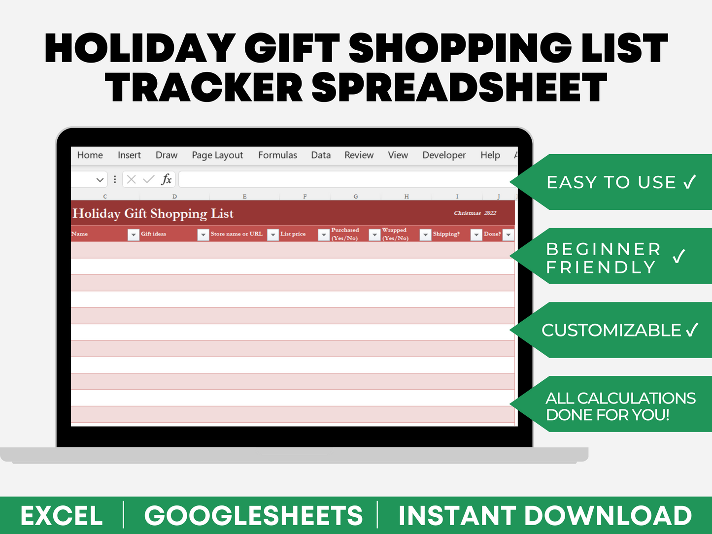 Christmas Budget Template Excel Christmas Budget Planner Christmas Bud