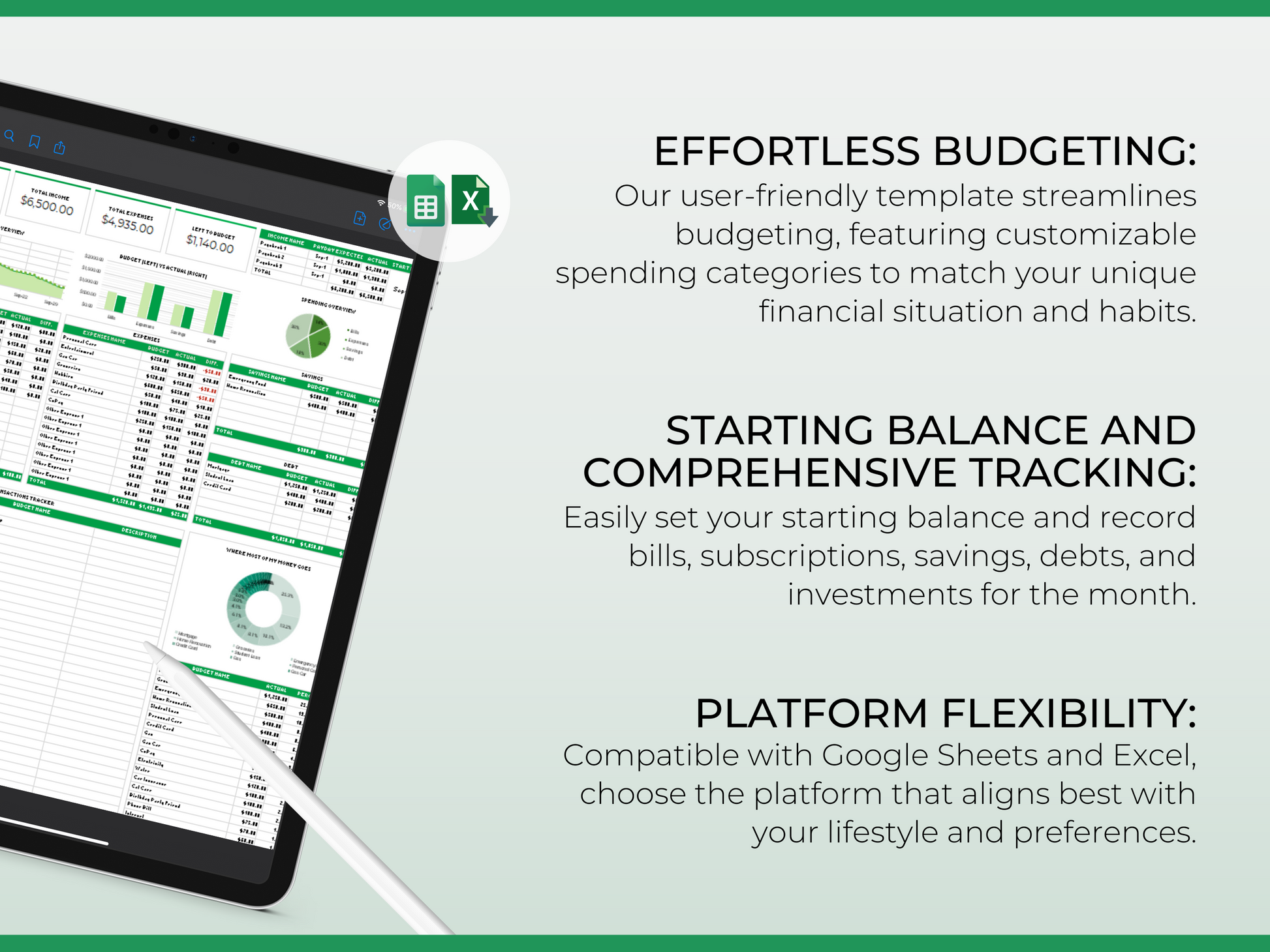 Simple monthly budget template Excel spreadsheet, simple monthly budget template Google sheets