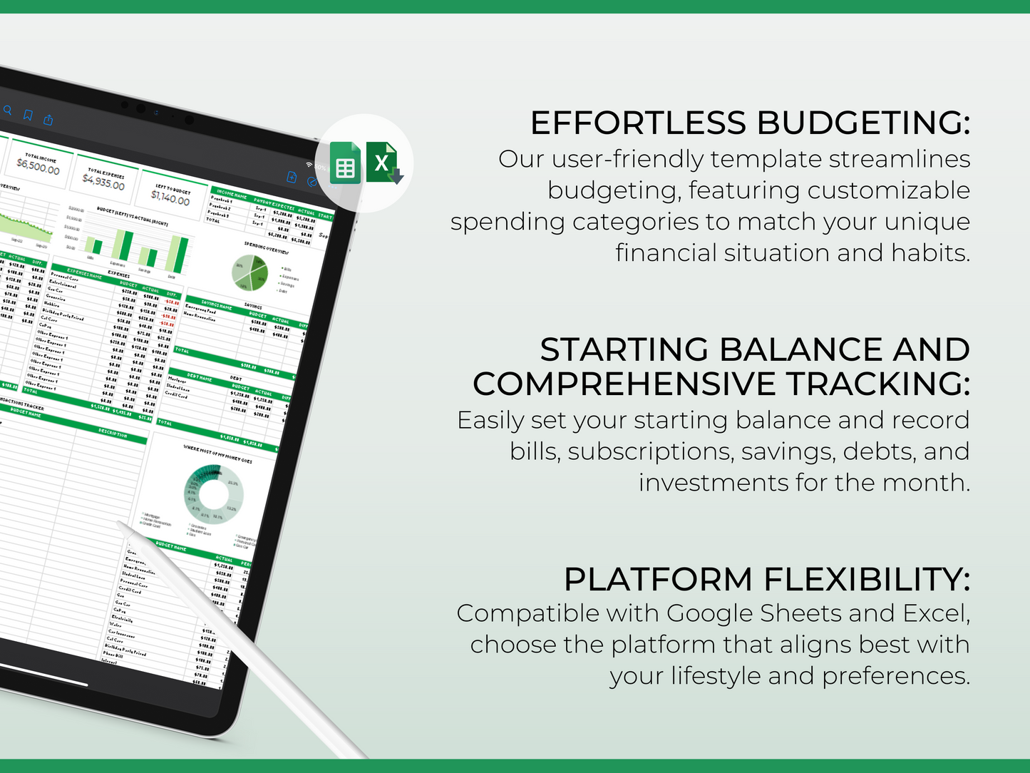 Monthly budget template google sheets