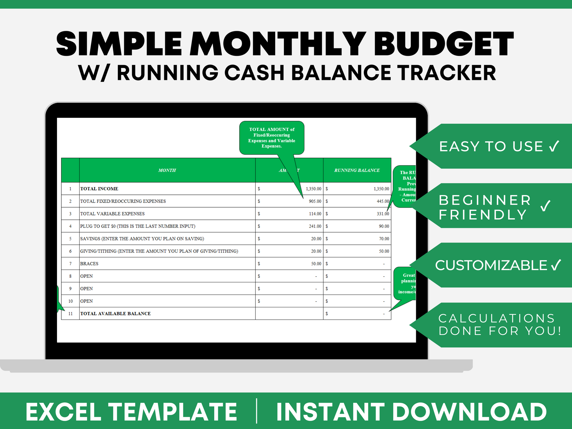 Monthly Budget Template