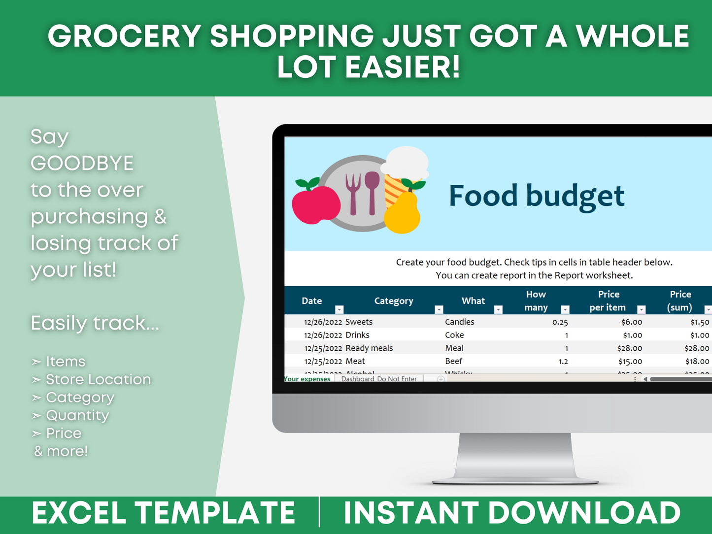 Grocery List Template Excel