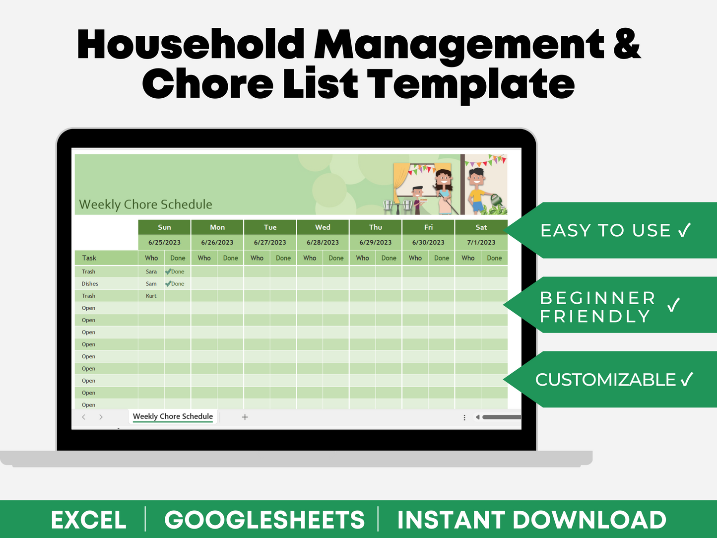 Kids Chore Chart Template Excel