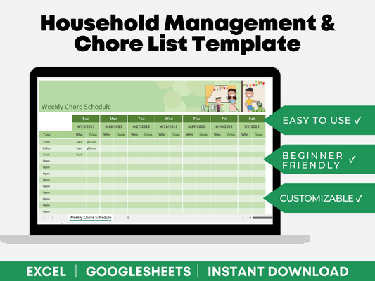 Kids Chore Chart Template Excel