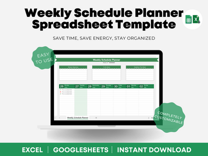 Digital Weekly Planner 2024 Weekly Planner Template Excel Weekly Planner Google Sheets Weekly Planner