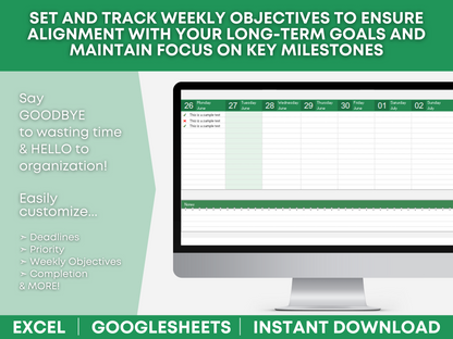 Digital Weekly Planner 2024 Weekly Planner Template Excel Weekly Planner Google Sheets Weekly Planner