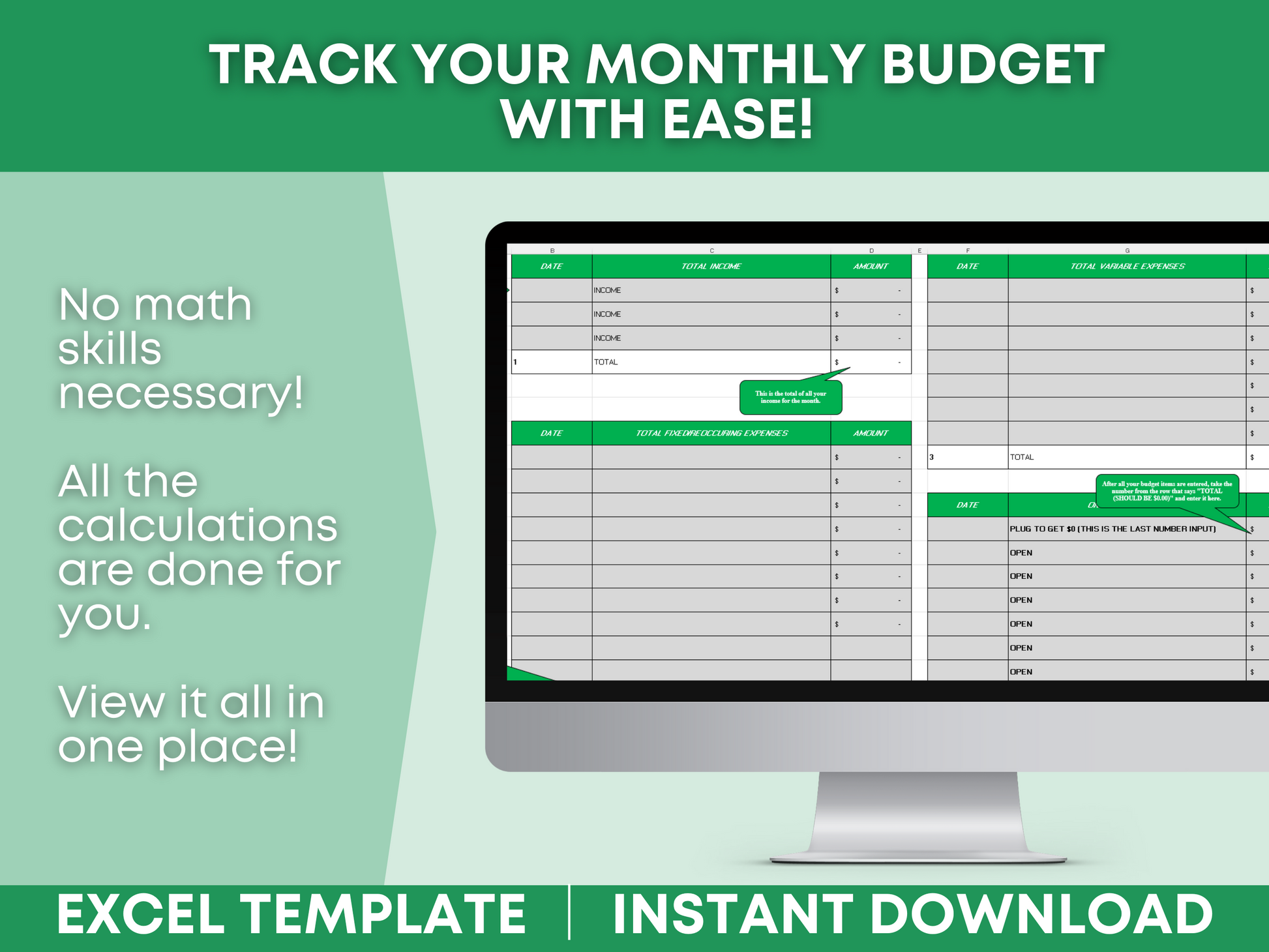 Google Sheets Monthly Budget Template