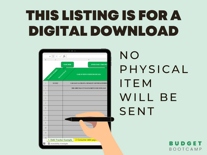 Excel Budget Template  digital download