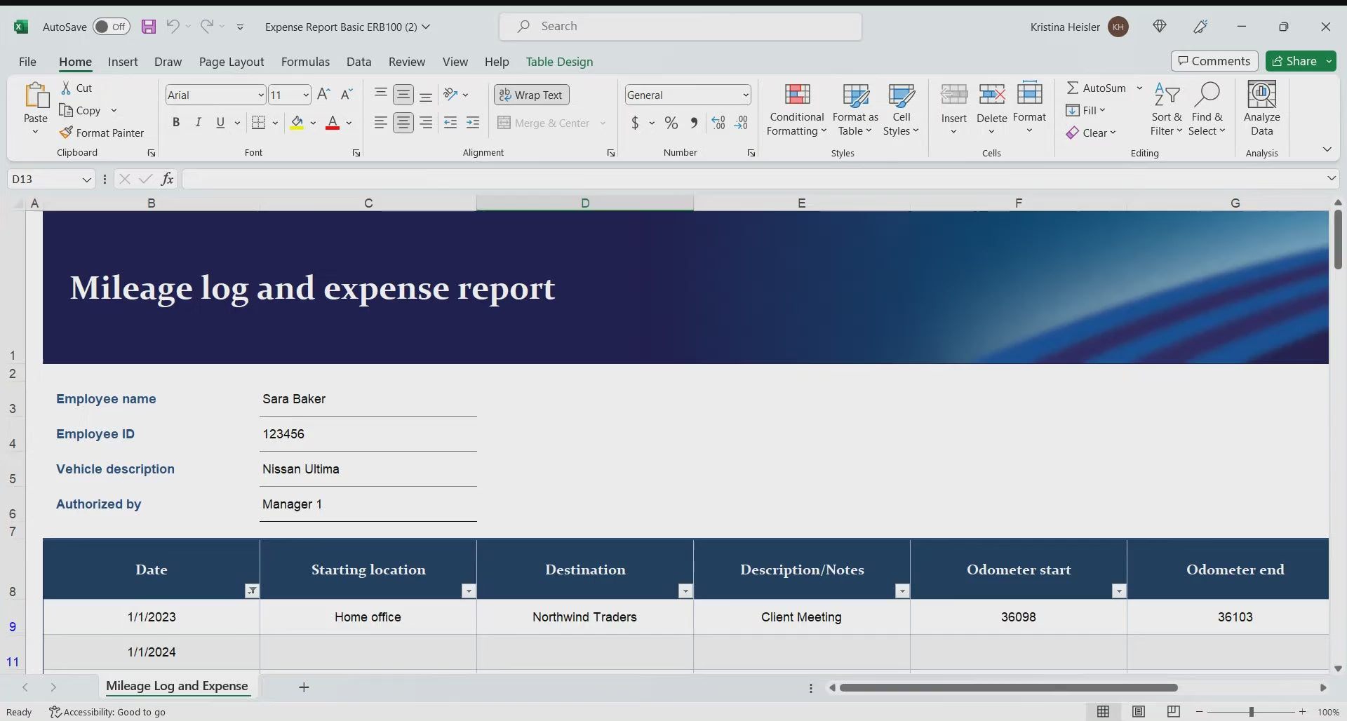 mileage tracker template excel