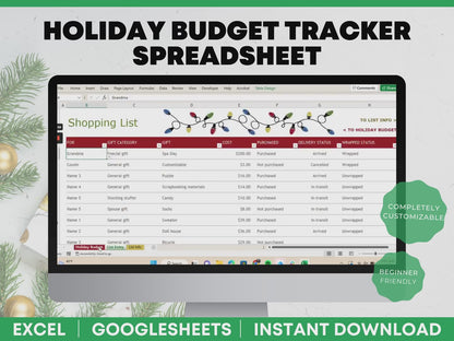 Christmas Budget Template Excel Christmas Budget Planner Christmas Bud