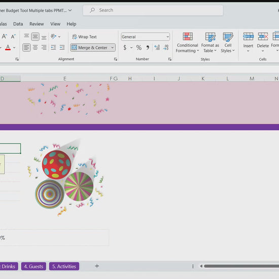 party planner budget spreadsheet video