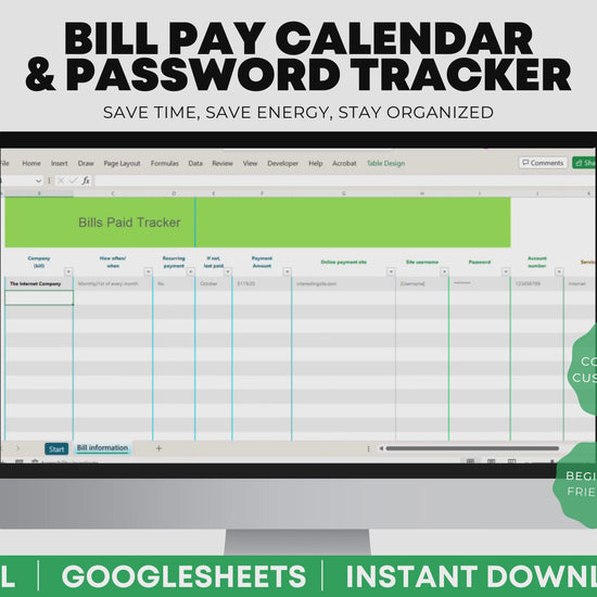 Bills tracker template spreadsheet, bills tracker template Google sheets, monthly bills, monthly bill organizer, monthly bill tracker, monthly bills template, monthly bill organizer password spreadsheet template, Google sheets password spreadsheet, Excel