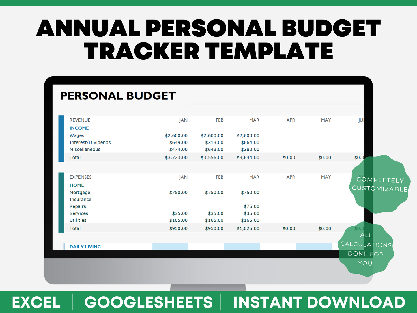 monthly budget template excel