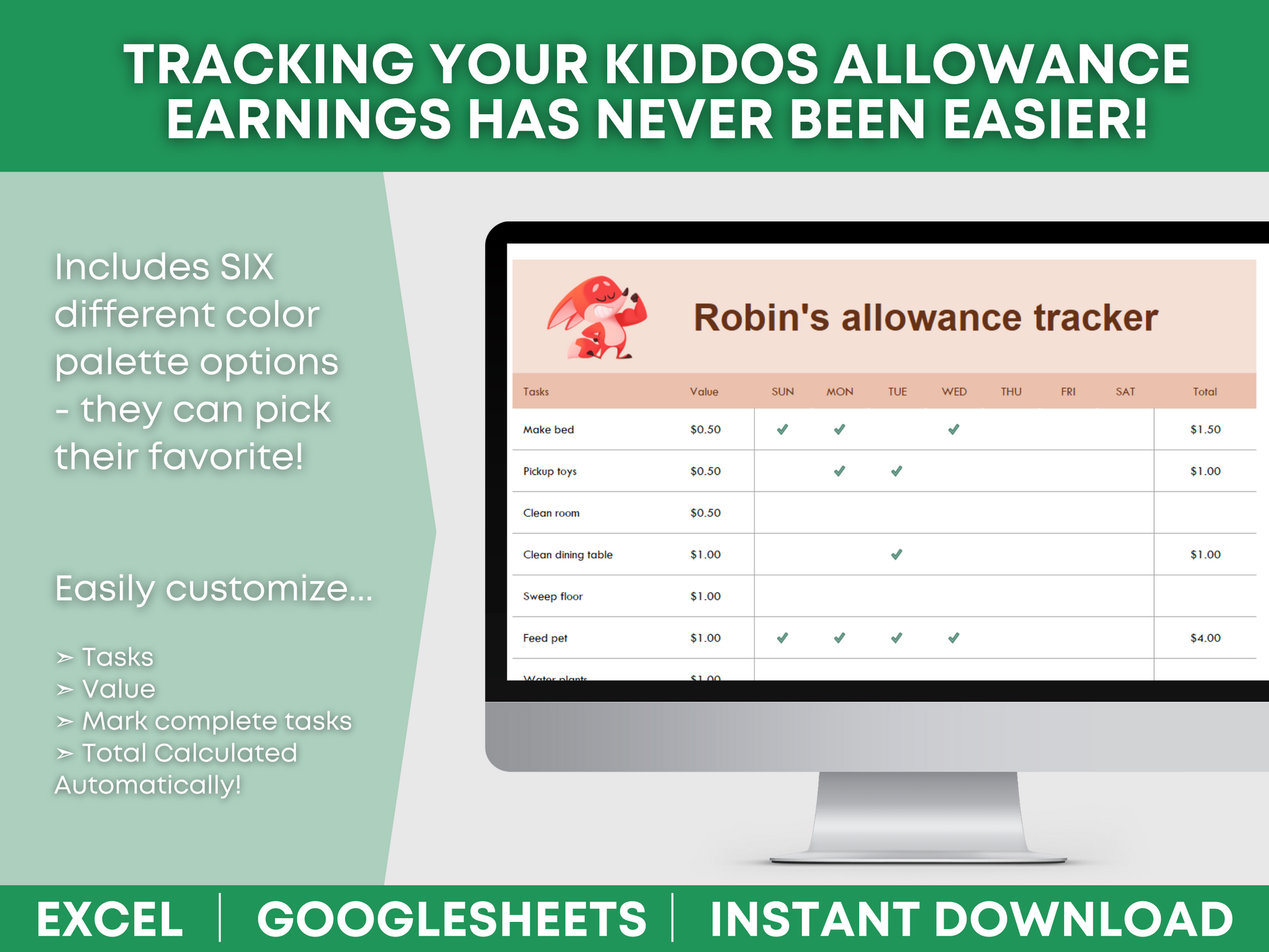 Chore Chart Template Google Sheets