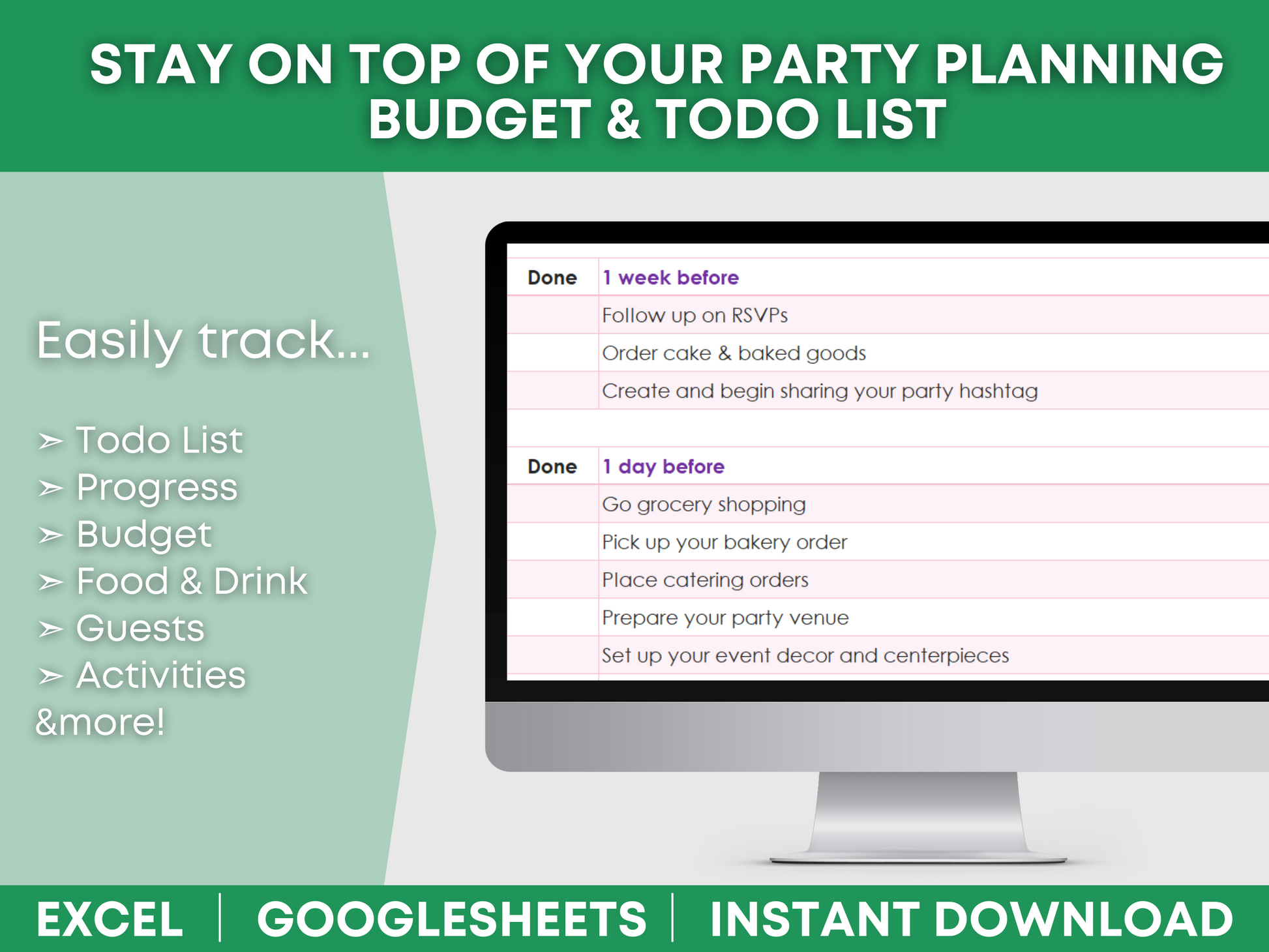 birthday party budget template google sheets