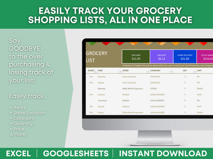 shopping list template excel