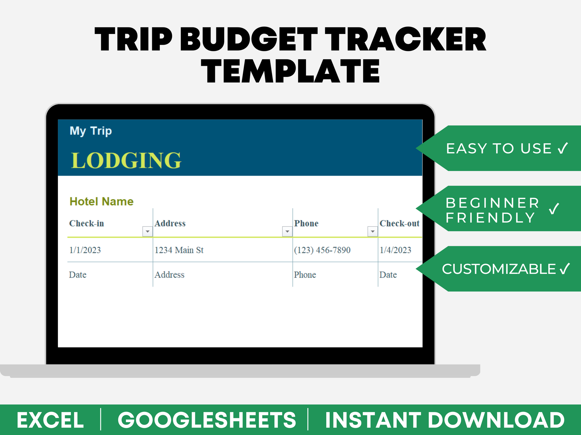 Vacation Planning Template Excel