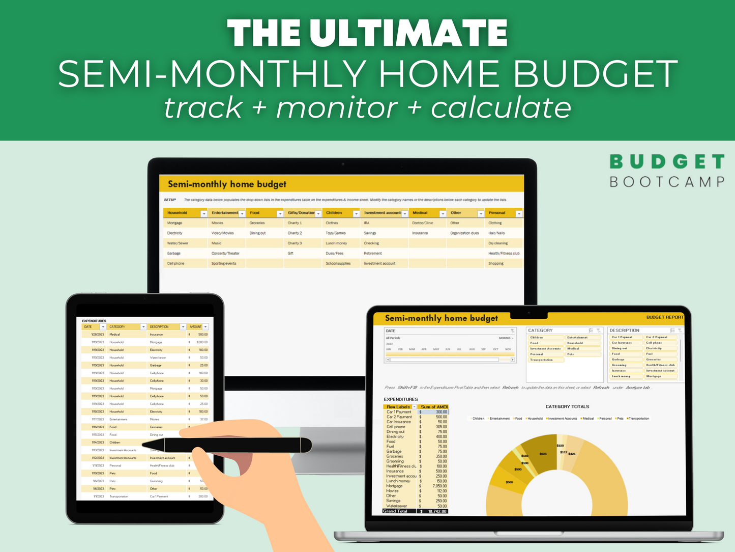 Bi monthly template budget excel, bi monthly budget planner, bi monthly budget template Google sheets, monthly budget template Excel, paycheck budget template Excel