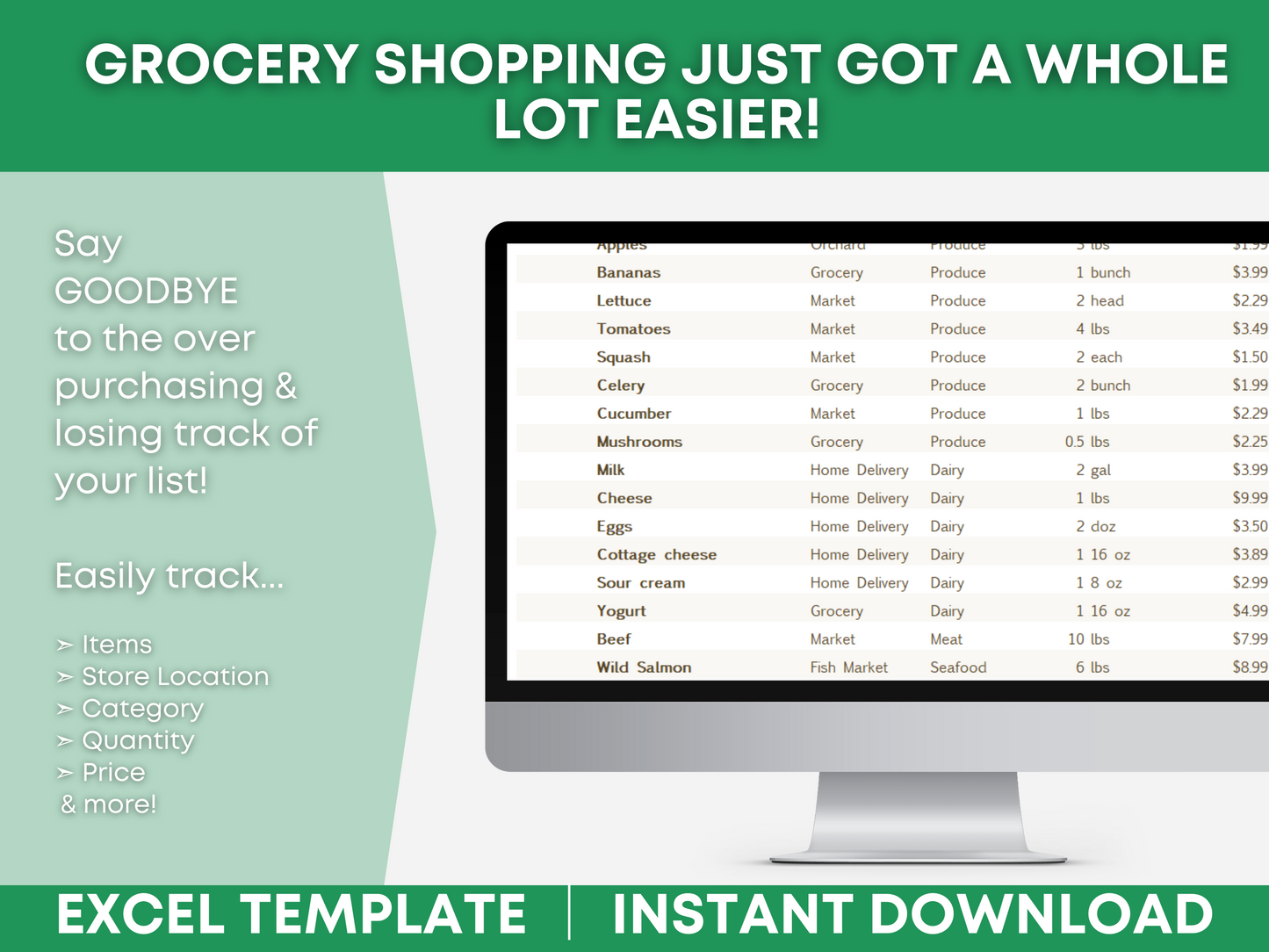 Grocery List Template Grocery List Template Grocery List Template Excel