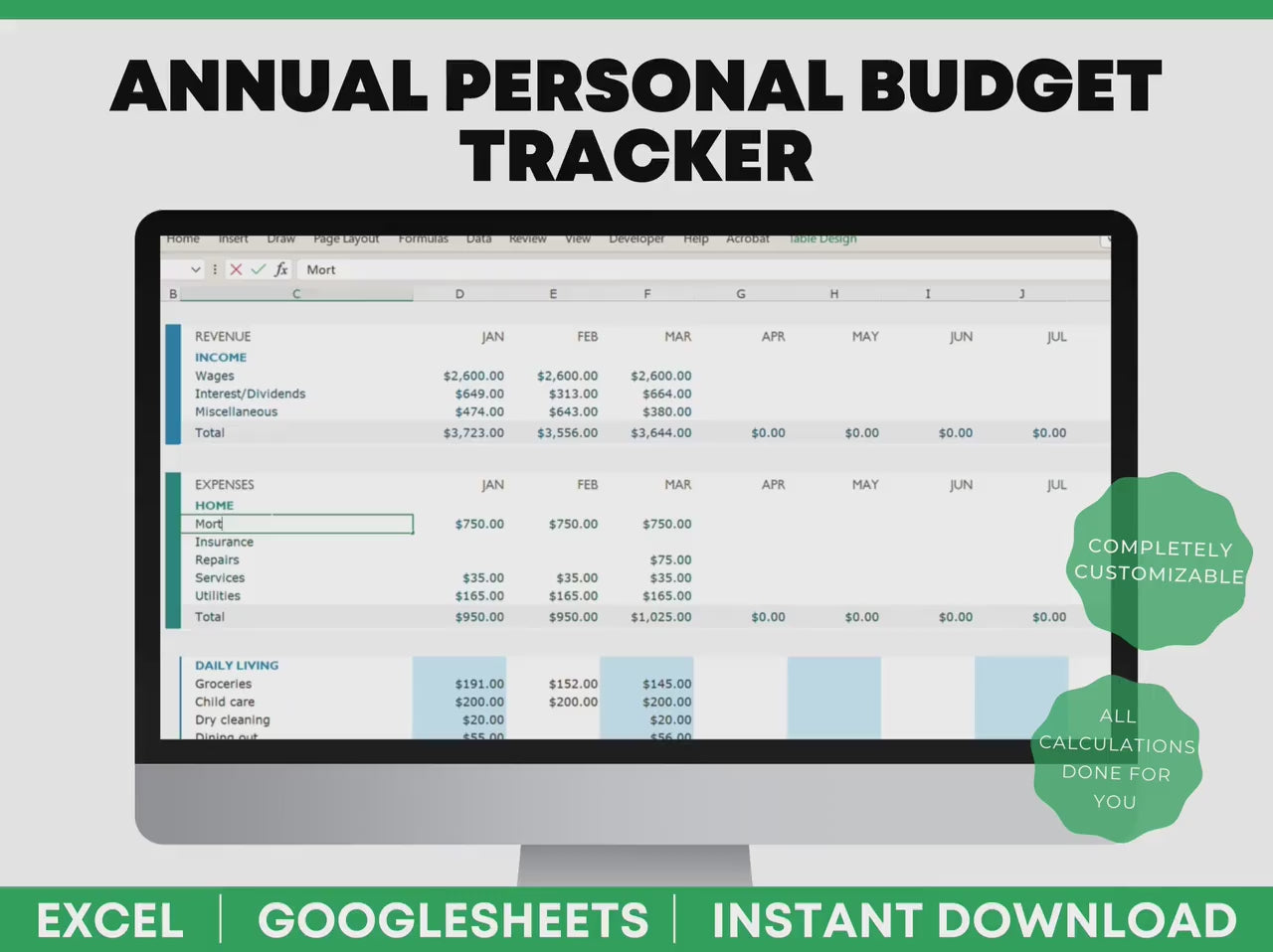 google sheets monthly budget template 